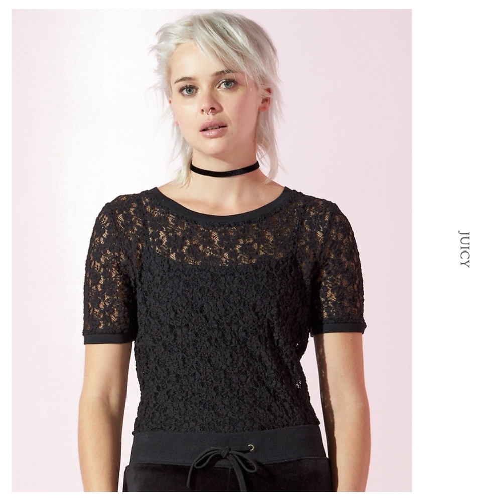 JUICY Black Sheer Lace Top